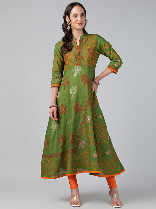 Printed Cotton Anarkali Kurta for Women