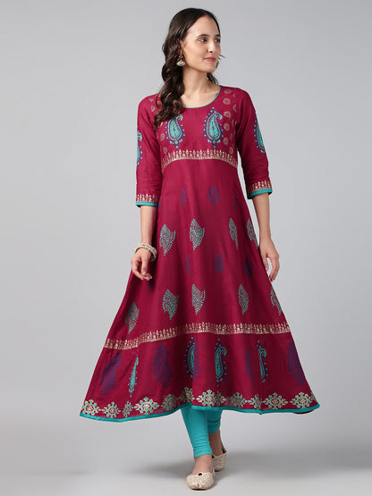Printed Cotton Anarkali Kurta for Women