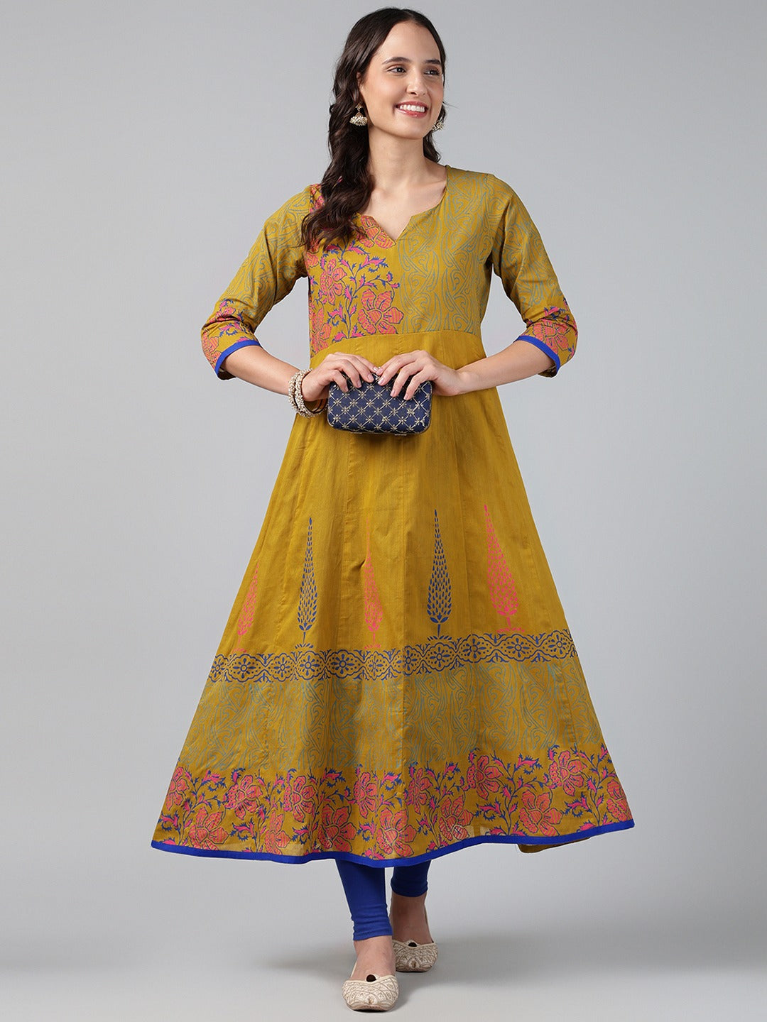 Printed Cotton Anarkali Kurta for Women