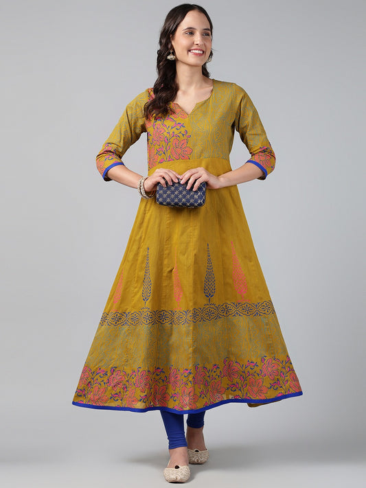 Printed Cotton Anarkali Kurta for Women