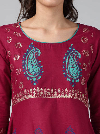 Printed Cotton Anarkali Kurta for Women