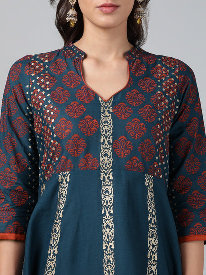 Printed Cotton Anarkali Kurta for Women