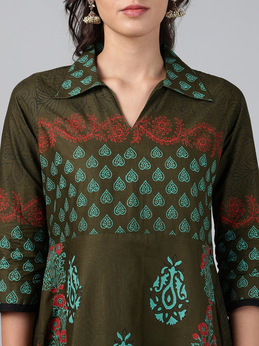 Printed Cotton Anarkali Kurta for Women