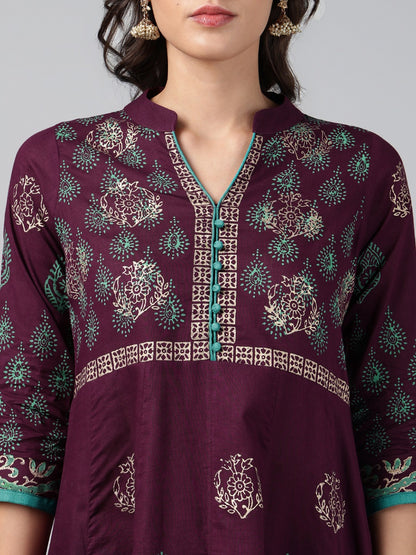 Printed Cotton Anarkali Kurta for Women