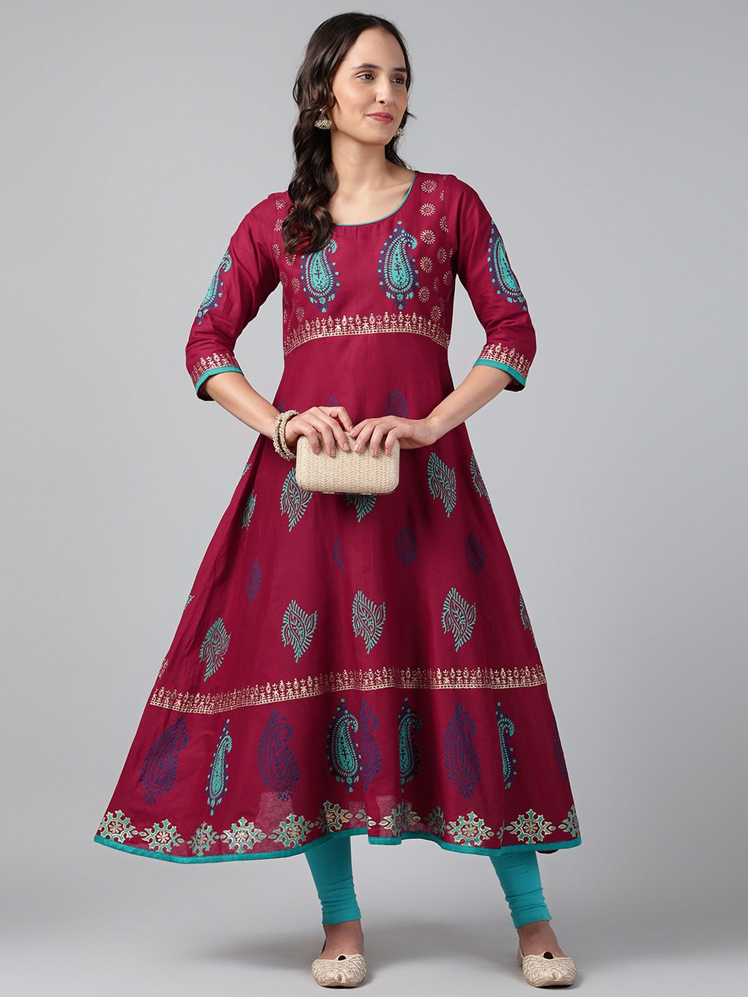 Printed Cotton Anarkali Kurta for Women