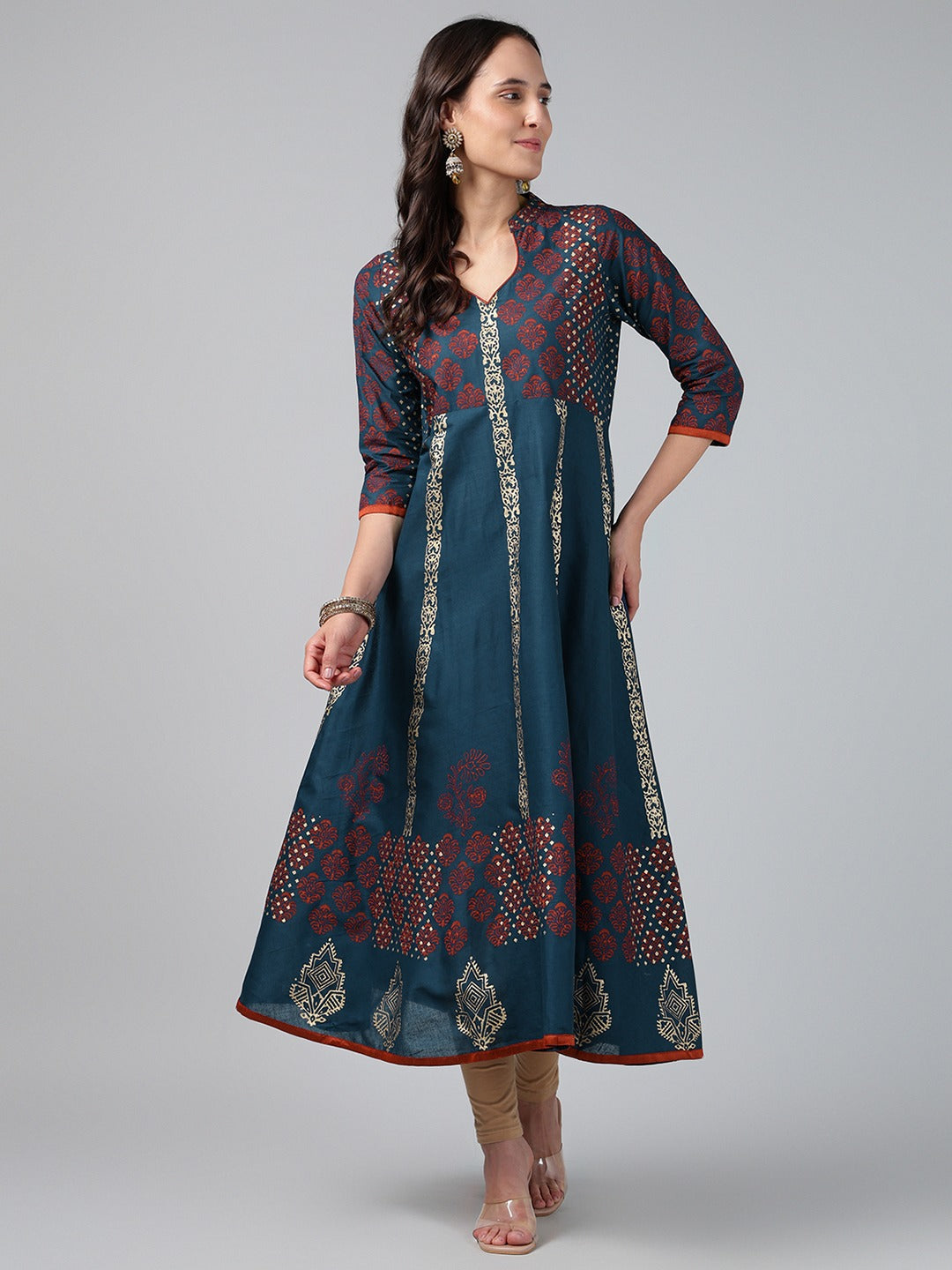 Printed Cotton Anarkali Kurta for Women
