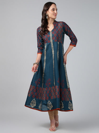 Printed Cotton Anarkali Kurta for Women