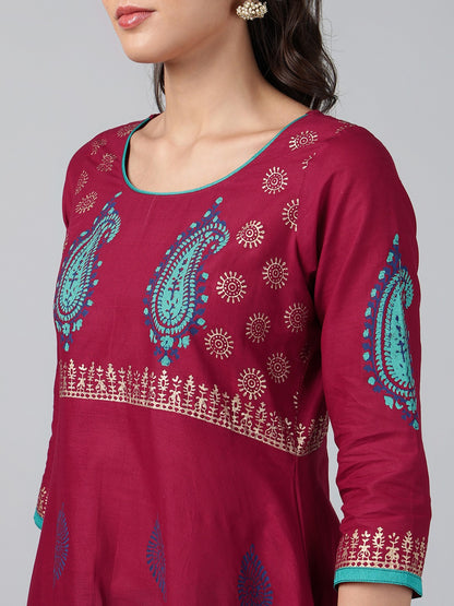 Printed Cotton Anarkali Kurta for Women