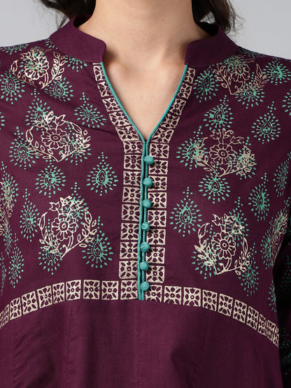 Printed Cotton Anarkali Kurta for Women