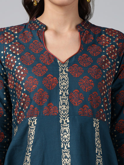 Printed Cotton Anarkali Kurta for Women