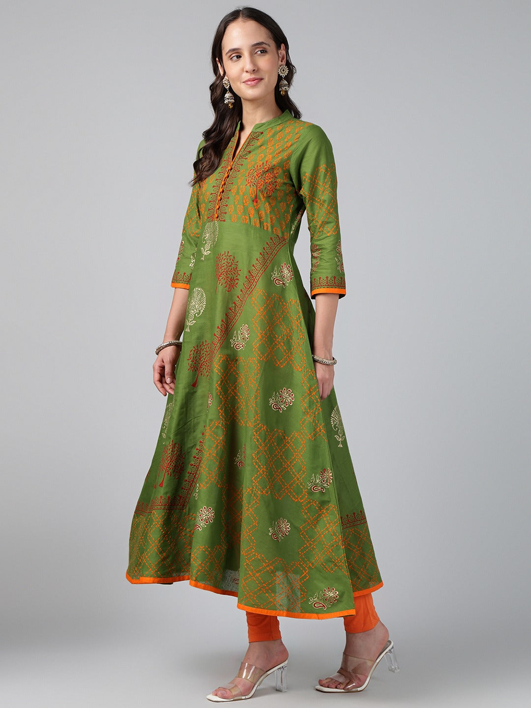 Printed Cotton Anarkali Kurta for Women