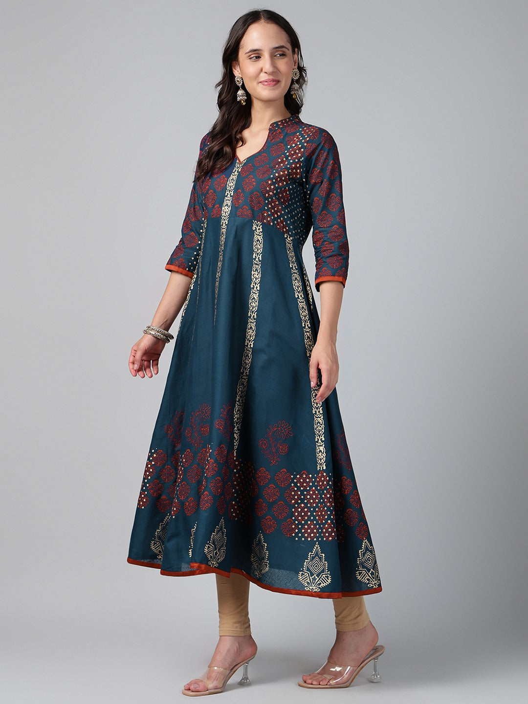Printed Cotton Anarkali Kurta for Women