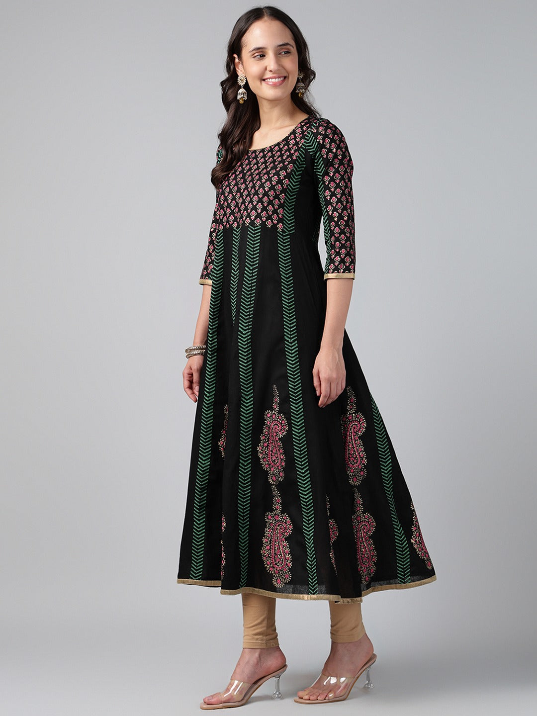 Printed Cotton Anarkali Kurta for Women