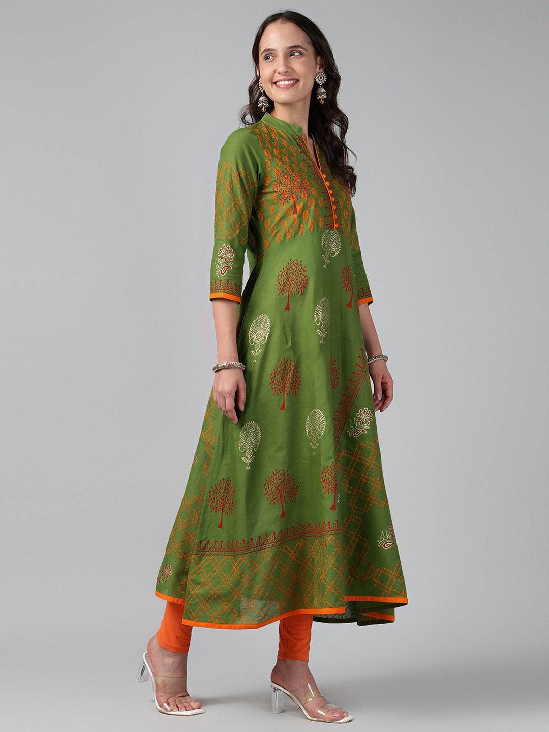 Printed Cotton Anarkali Kurta for Women