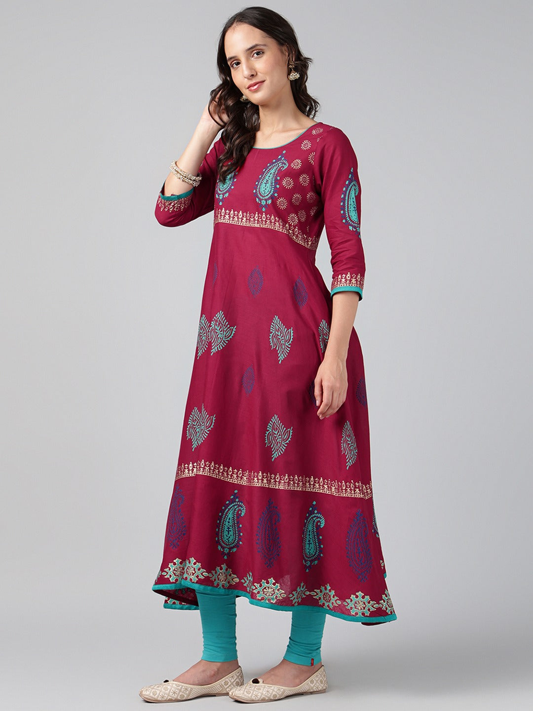 Printed Cotton Anarkali Kurta for Women