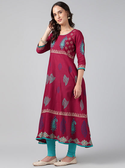 Printed Cotton Anarkali Kurta for Women