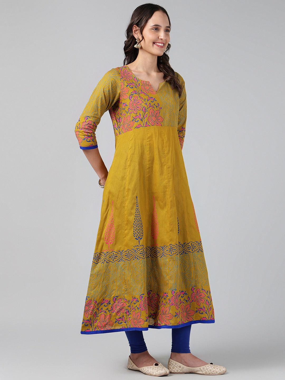 Printed Cotton Anarkali Kurta for Women