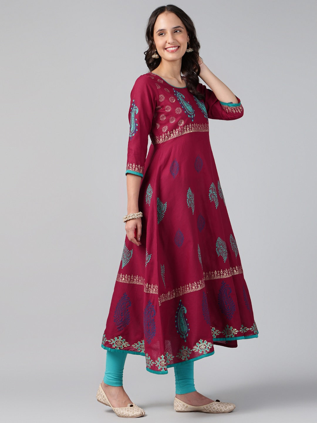 Printed Cotton Anarkali Kurta for Women