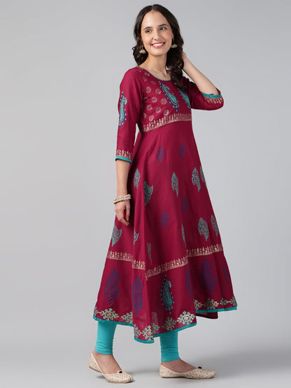 Printed Cotton Anarkali Kurta for Women