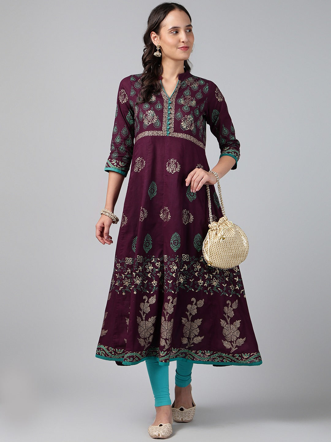 Printed Cotton Anarkali Kurta for Women
