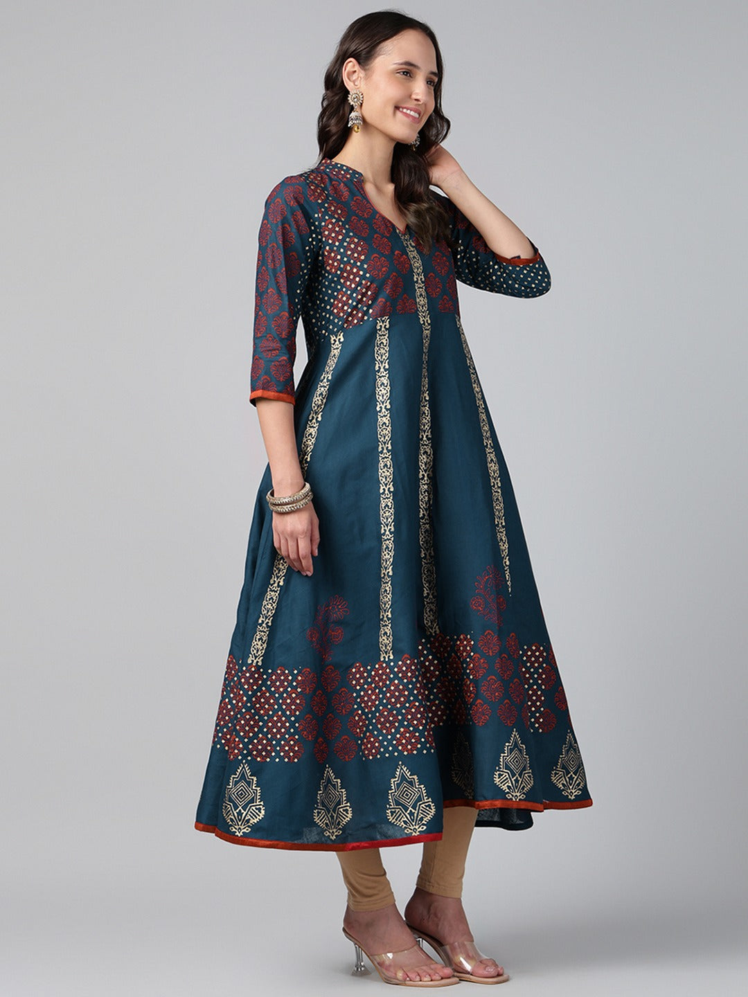 Printed Cotton Anarkali Kurta for Women
