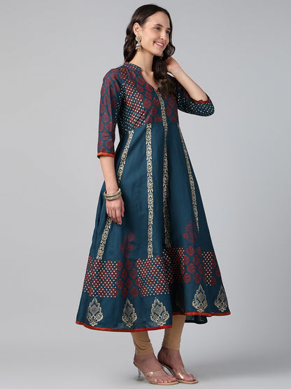 Printed Cotton Anarkali Kurta for Women