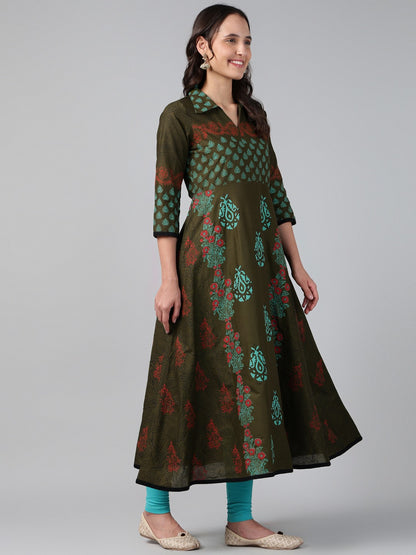 Printed Cotton Anarkali Kurta for Women