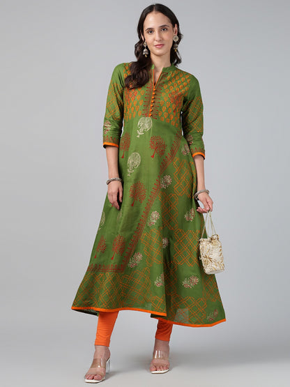 Printed Cotton Anarkali Kurta for Women