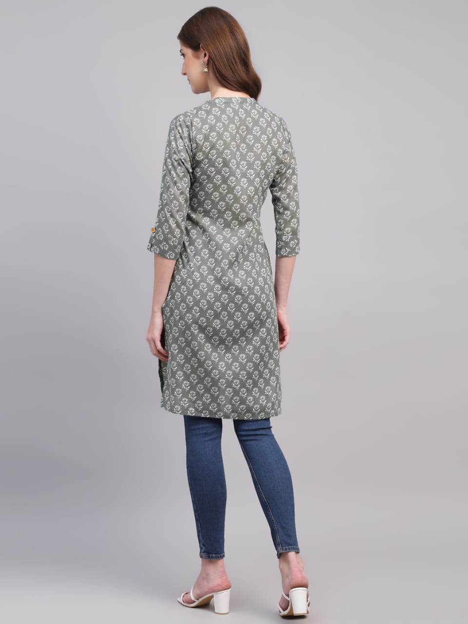 Printed Cotton Kurta with Wooden Button Detailing