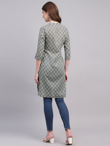 Printed Cotton Kurta with Wooden Button Detailing