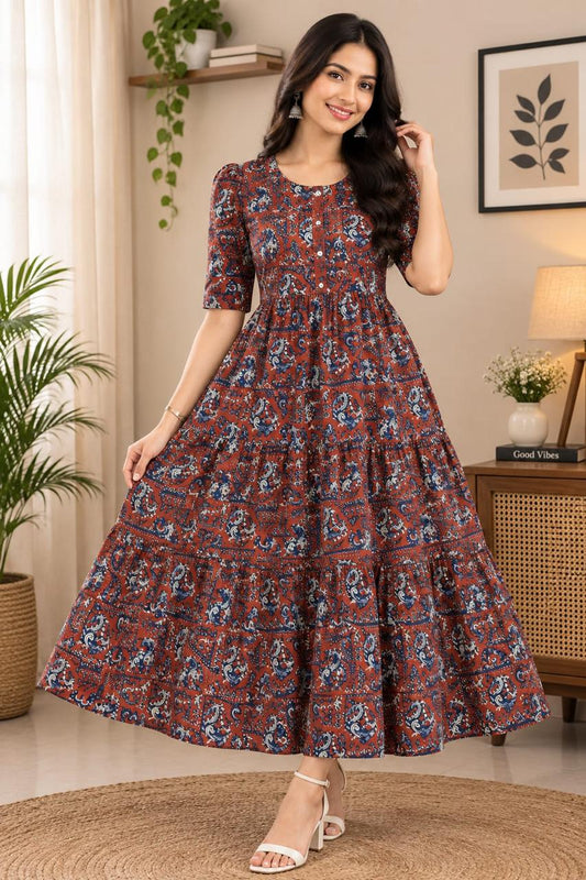 Printed Cotton Midi Dress for Women – Cotton 60×60 Fabric