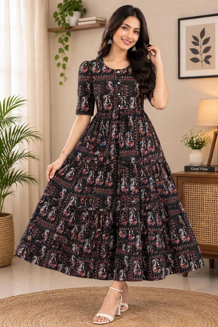 Printed Cotton Midi Dress for Women – Cotton 60×60 Fabric