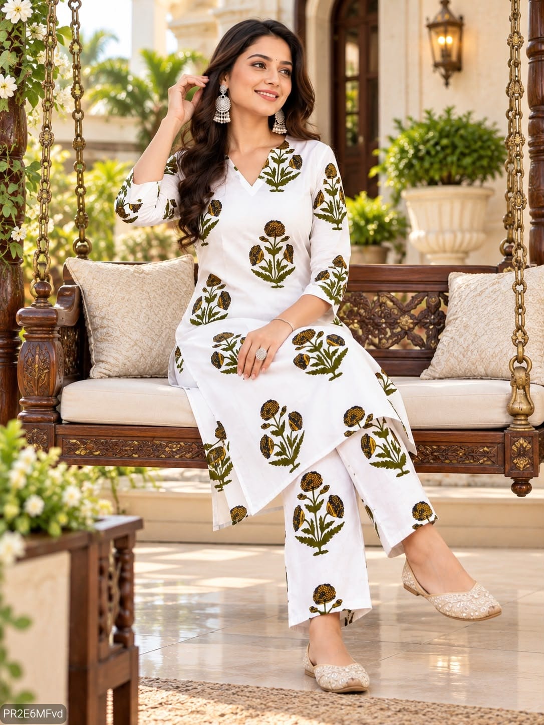 Printed Rayon Slub Kurti Pant Set for Women
