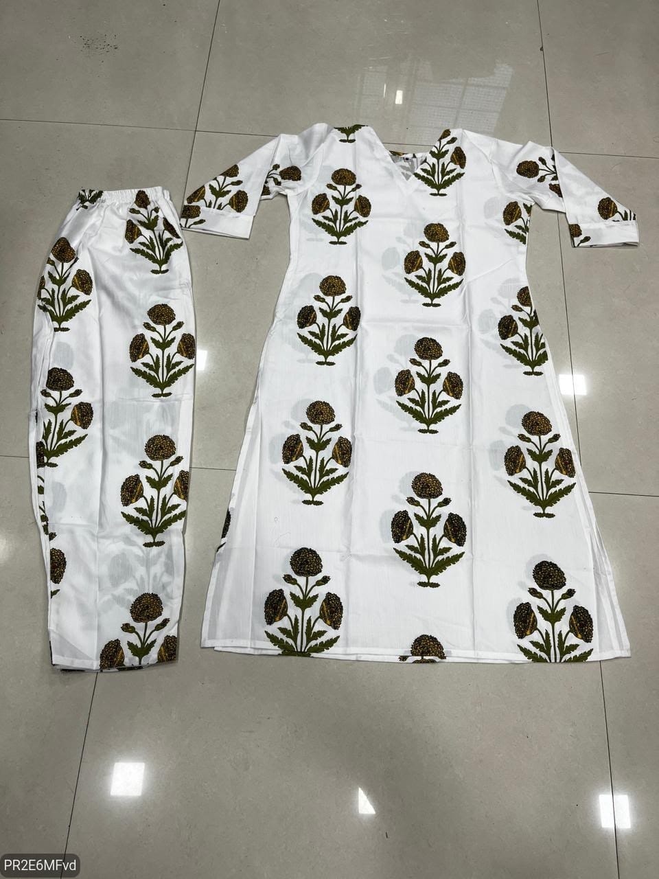 Printed Rayon Slub Kurti Pant Set for Women