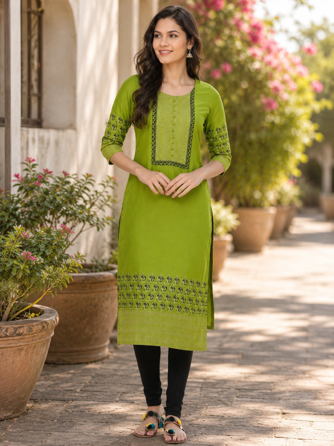 Printed Straight-Cut Cotton Kurta with Block Print