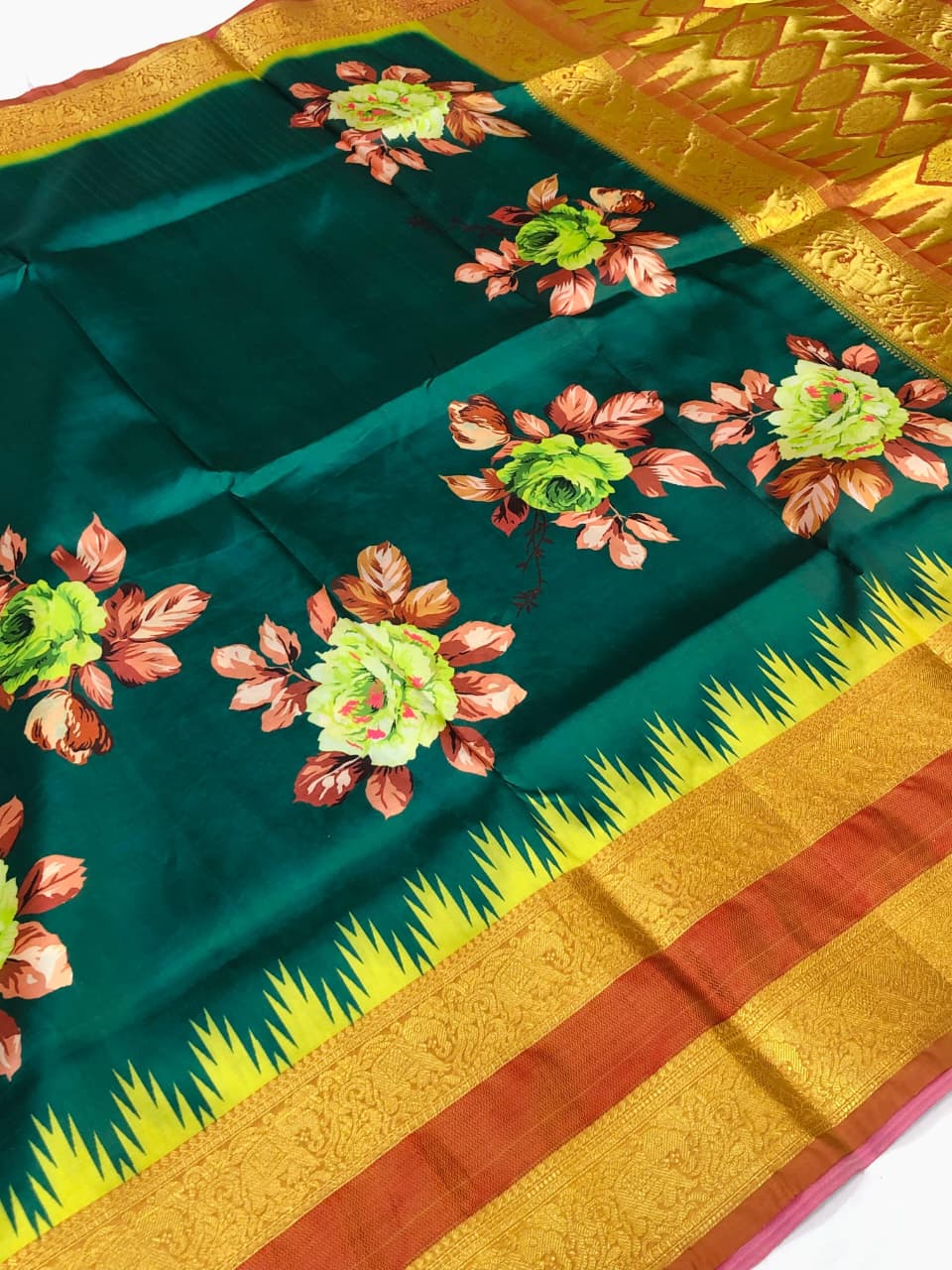 Banarasi Silk Pichwai Kalamkari Saree with Zari Gold Kanchi Weaving
