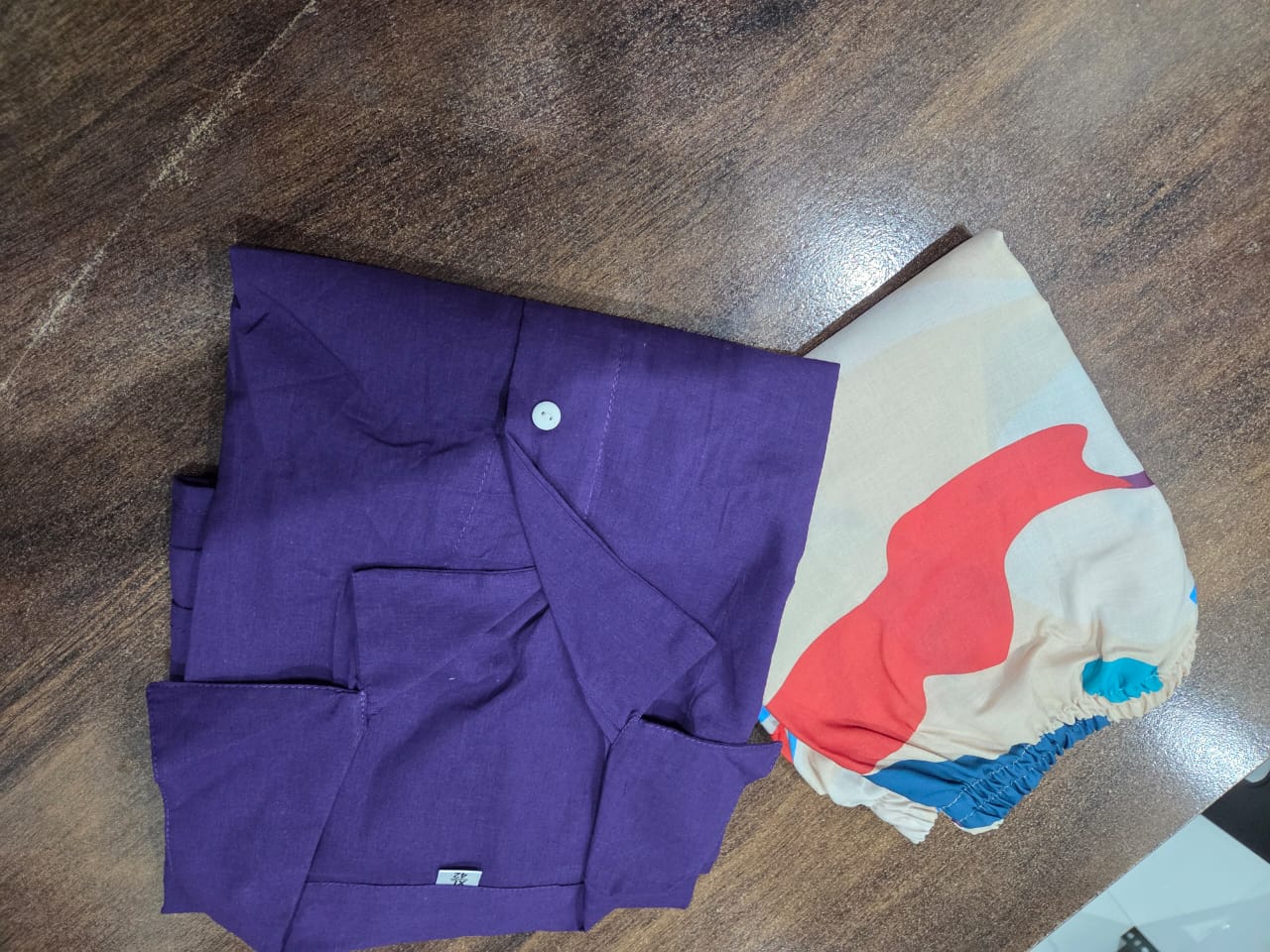Purple Cotton Co-ord Set with Multicolour Chiku Palazzo