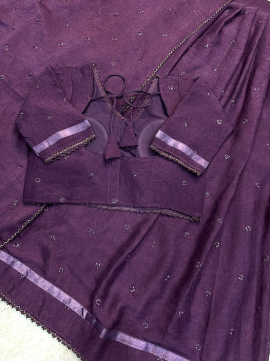 Rangoli Crush Beads Work Fully Stitched Half Saree Lehenga Set with Dupatta