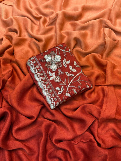 Rangoli Crush Shaded Saree with Beads Work Blouse