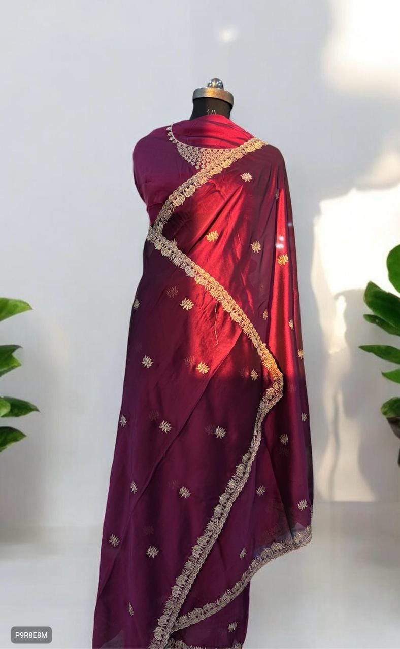 Rangoli Saree with Embroidery Work & Embroidered Blouse