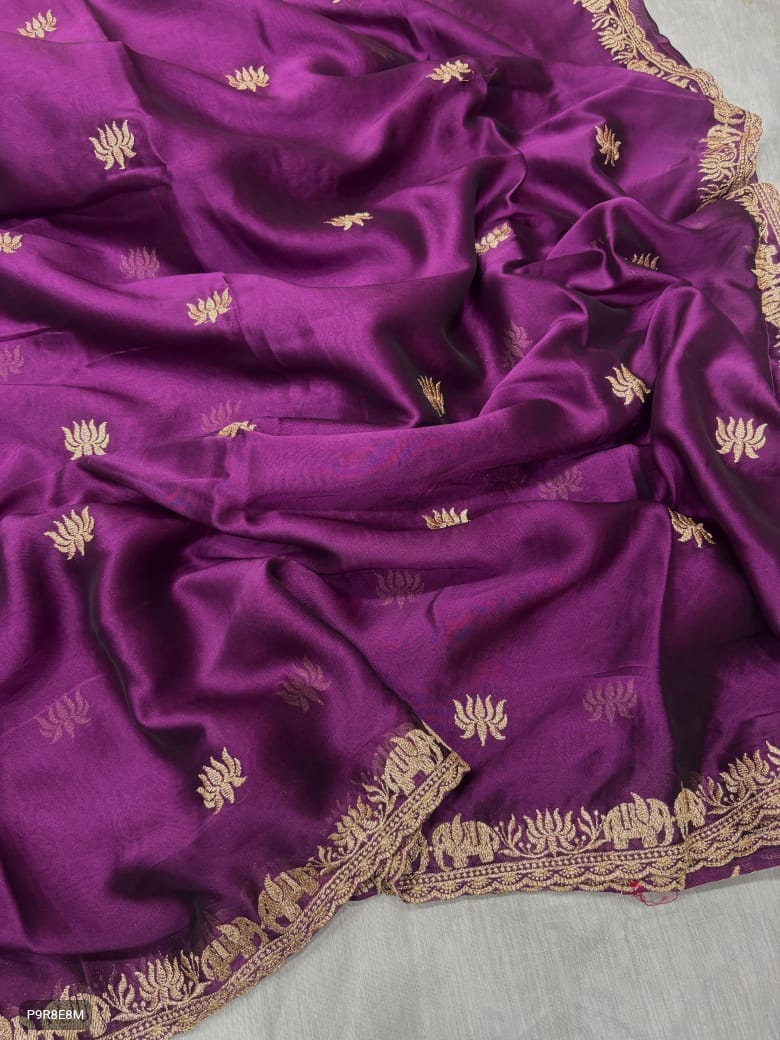 Rangoli Saree with Embroidery Work & Embroidered Blouse