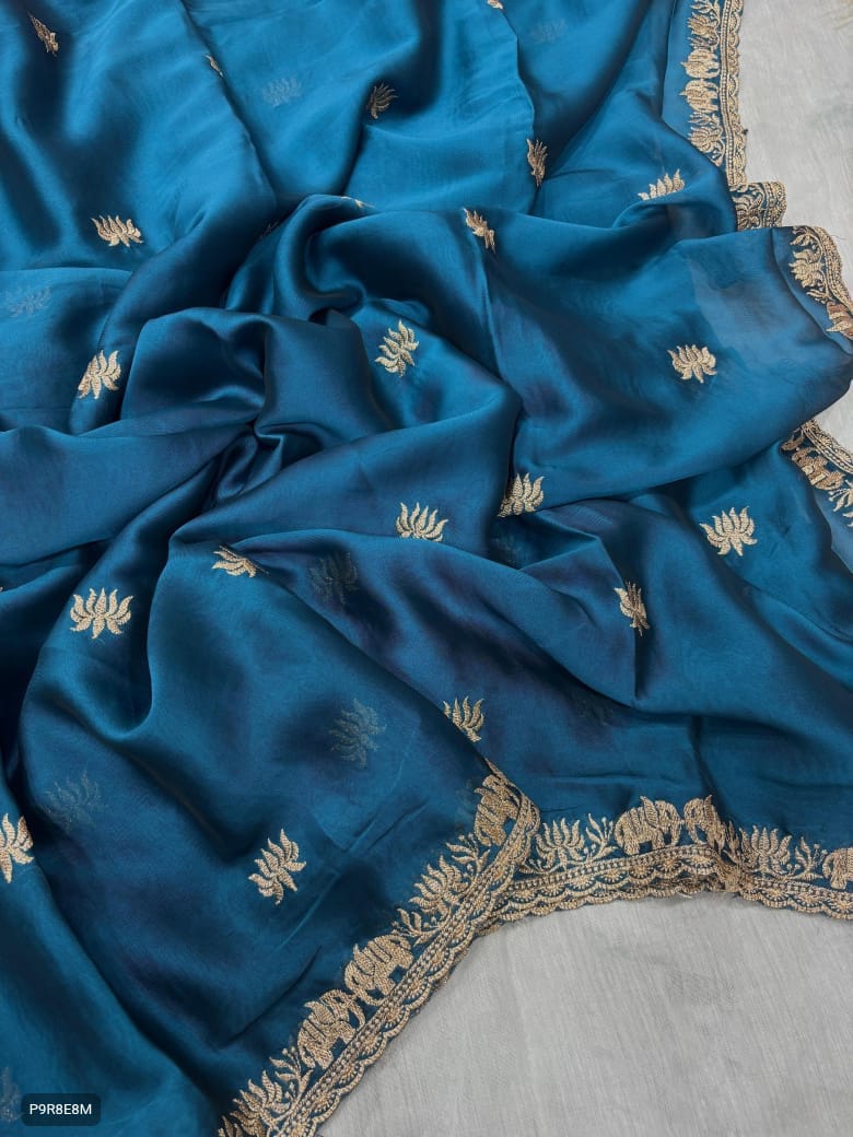 Rangoli Saree with Embroidery Work & Embroidered Blouse