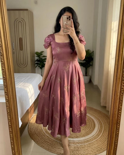 Rangoli Silk Maxi Gown with Sparrow Beads Aari Work