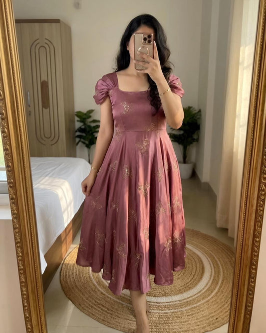 Rangoli Silk Maxi Gown with Sparrow Beads Aari Work