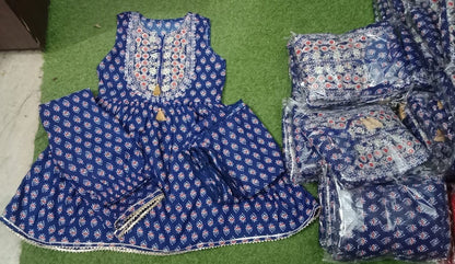 Rayon Embroidered & Printed Sharara Set with Dupatta