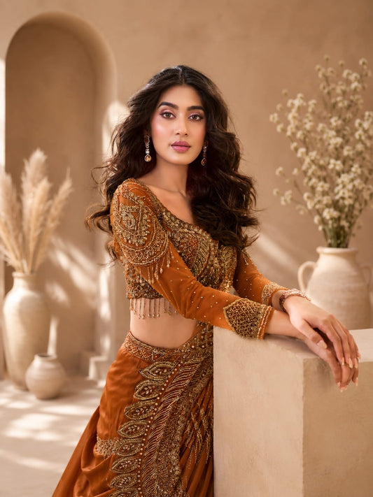 Ready-to-Wear Rangoli Silk Drape Saree with Embroidered Blouse