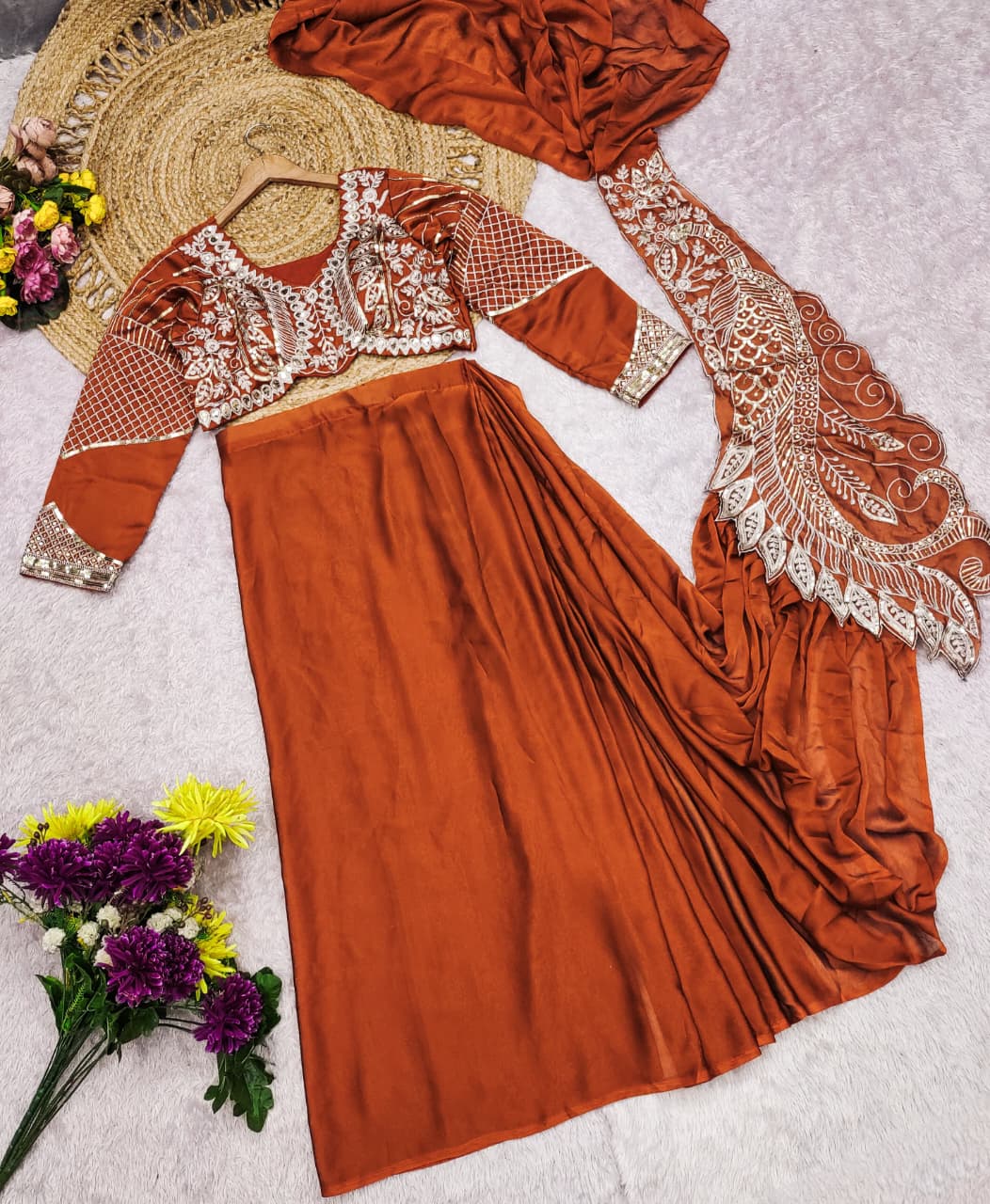 Ready-to-Wear Rangoli Silk Drape Saree with Embroidered Blouse