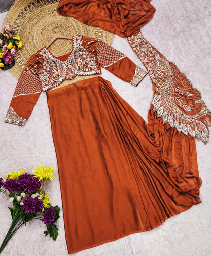 Ready-to-Wear Rangoli Silk Drape Saree with Embroidered Blouse