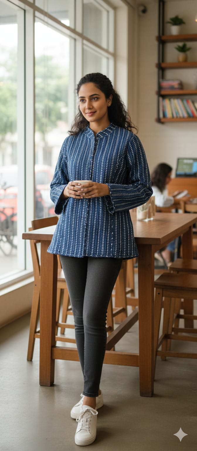 Reversible Cotton Jacket with Cotton Filling & Pocket