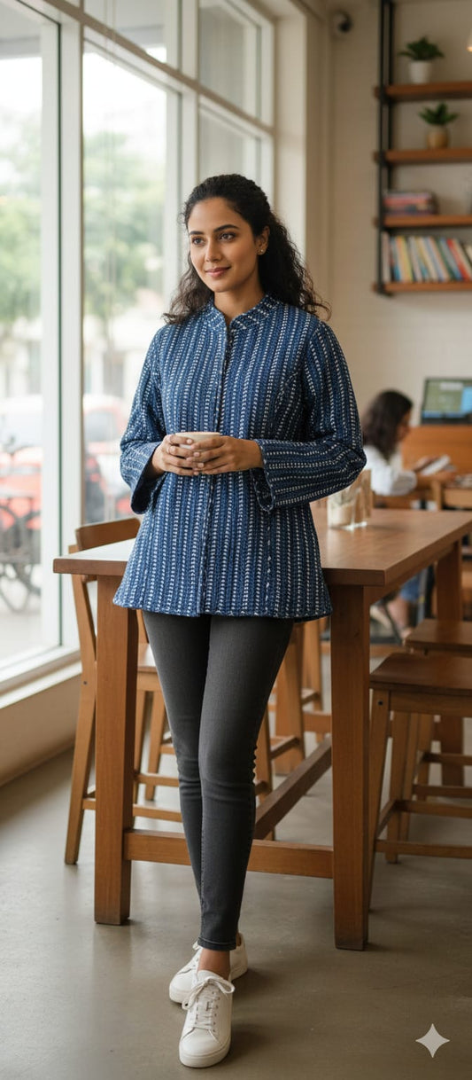 Reversible Cotton Jacket with Cotton Filling & Pocket